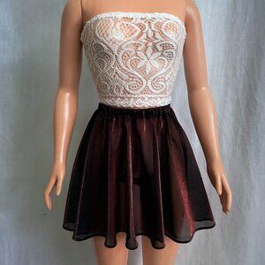 White lace top & dark sparkly mini skirt for My Size Barbie Doll 36" New nice